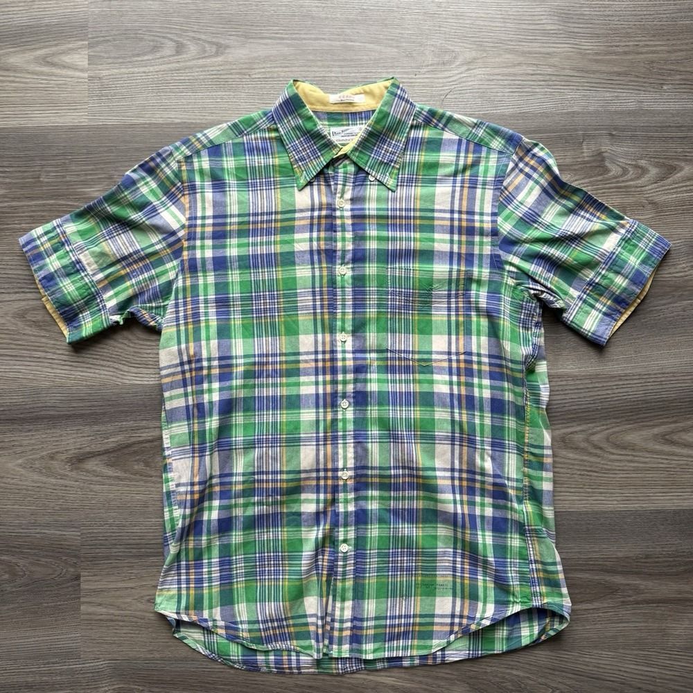 VTG 70s Gant India Madras Plaid Multicolor Button Up Shirt Large EZ Rare Medium